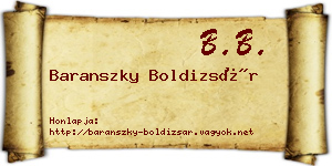 Baranszky Boldizsár névjegykártya